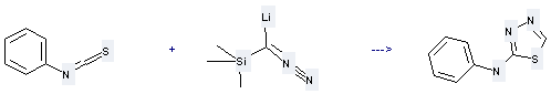 1,3,4-Thiadiazol-2-amine,N-phenyl- can be prepared by isothiocyanatobenzene and lithium-diazo-(trimethylsilyl)-methane at the temperature of 0 °C